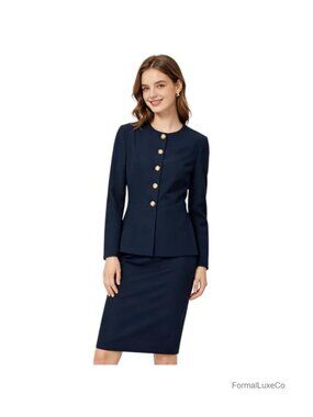 Women's 2 Piece Business Skirt Suit Blazer & Pencil Skirt Set Long Sleeve